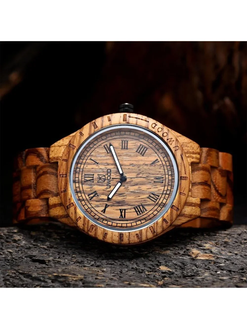 Men's All Brown Handmade Sandalwood Analog Quartz Vintage Unique Wooden Watch